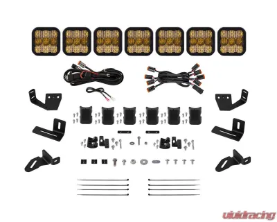 Diode Dynamics SS5 7-Pod CrossLink Pro Yellow Combo Lightbar Kit w/ Roof Rack Brackets Prinsu | Sherpa - DD7829