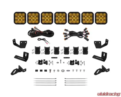 Diode Dynamics SS5 7-Pod CrossLink Pro Yellow Driving Lightbar Kit w/ Roof Rack Brackets Prinsu | Sherpa - DD7831