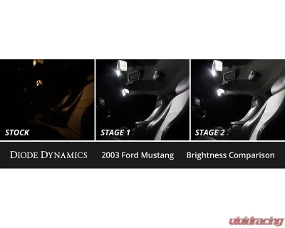 Diode Dynamics Cool White Stage 2 Interior LED Kit Ford Mustang 1994-2004 - DD0606