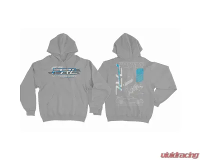 PRL Motorsports Blueprint Hoodie Gray 2XL - Comfortable Pullover for Car Enthusiasts - PRL-HOOD-BPRINT-GRY-2XL