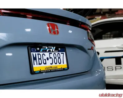 PRL Motorsports License Plate Frame for Honda Civic 2016-2021, Durable Black Aluminum - PRL-LPF-2