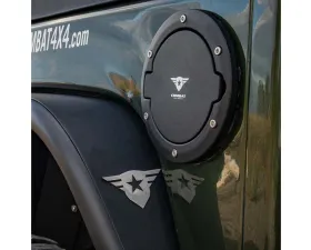 Combat Off Road Fuel Door Black Satin Finish Laser Etched Logo Jeep Wrangler 2007-2018