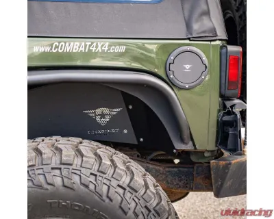 Combat Off Road Fuel Door Black Satin Finish Laser Etched Logo Jeep Wrangler 2007-2018 - 15-1070