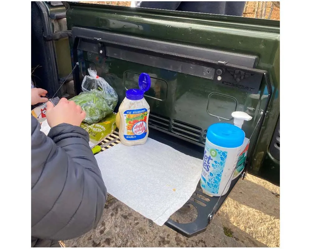 Combat Off Road Tailgate Table Black Powdercoat Aluminum - 99-1040