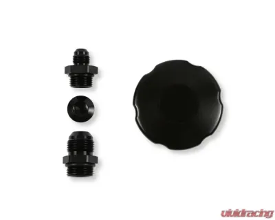 Holley Universal Power Steering Remote Reservoir w/ Bracket - Black Aluminum - 198-212