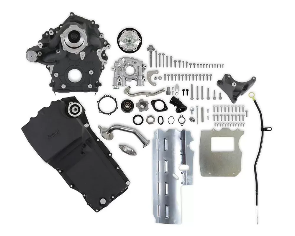 Holley High-Mount Accessory Drive with Holley Oiling System Base Kit - Black Ford 7.3L Godzilla Engines 2020+ - 20-320BK