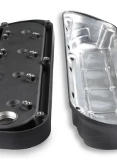 Holley 2-Piece Ford Style Natural Satin Black Valve Cover Chevrolet Gen III/IV LS                                     - 241-187 - Image 6