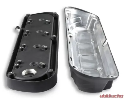 Holley 2-Piece Ford Style Natural Satin Black Valve Cover Chevrolet Gen III/IV LS - 241-187