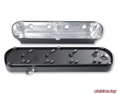 Holley 2-Piece Ford Style Natural Satin Black Valve Cover Chevrolet Gen III/IV LS - 241-187