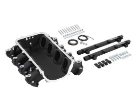 Holley EFI Ultra Lo-Ram Manifold Base (Black Finish) with Port Injection Fuel Rails GM Gen V LT Engine