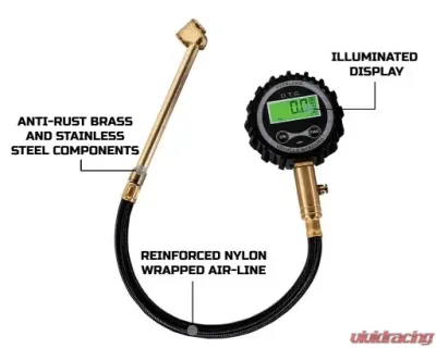 Overland Vehicle Systems Digital Tire Gauge & Valve Kit Universal - 12010001