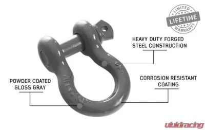 Overland Vehicle Systems Recovery Shackle 3/4" Gray - 19010206