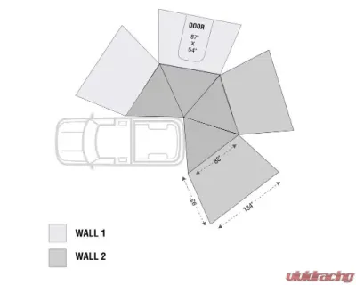 Overland Vehicle Systems Nomadic LT 270 Awning & Walls for Passenger Side Universal Fit - 19589907