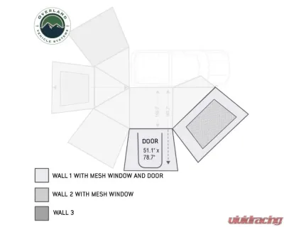 Overland Vehicle Systems Passenger Nomadic Awning 270 Side Wall 1 with Door & Window - 18129910