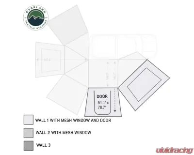 Overland Vehicle Systems Passenger Nomadic Awning 270 Side Wall 1 with Door & Window - 18129910