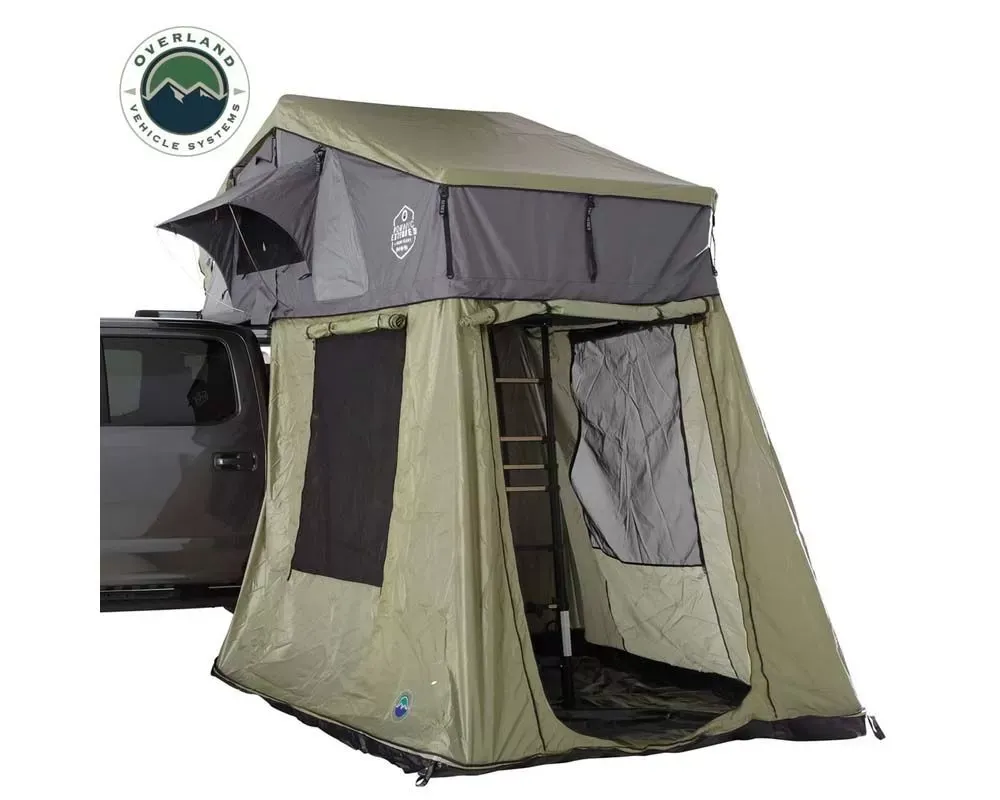 Overland Vehicle Systems Nomadic 4 Roof Top Tent Annex Green Base With Black Floor and Travel Cover - 18549936