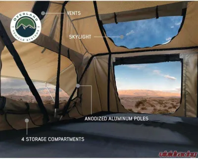 Overland Vehicle System TMBK 2 Roof Top Tent Tan Base With Green Rain Fly - 18119933
