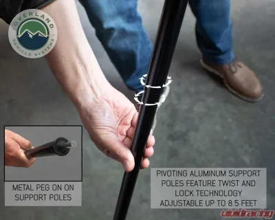 Overland Vehicle Systems Nomadic Awning 180/270/270LT Pole With Rubber Feet & Metal Peg Mount - 18179909-W07