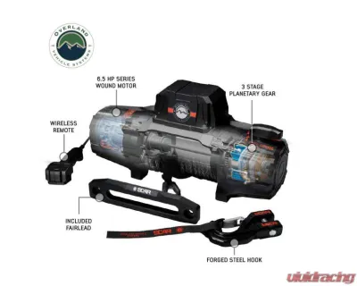 Overland Vehicle Systems SCAR 10S - 10K Lbs Winch w/ Synthetic Rope - 19099901