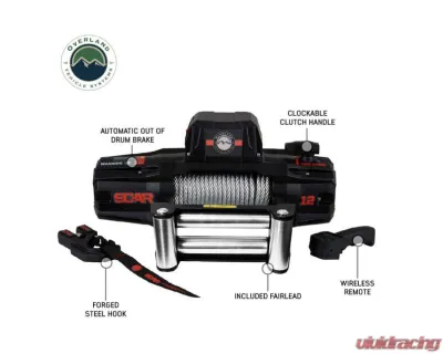 Overland Vehicle Systems SCAR 12 - 12K Lbs Winch w/ Wireless Remote - 19119901