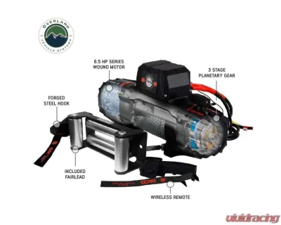 Overland Vehicle Systems SCAR 12 - 12K Lbs Winch w/ Wireless Remote - 19119901