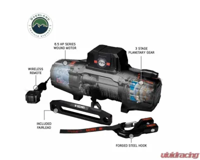 Overland Vehicle Systems SCAR 12S  - 12K Lbs Winch w/ Synthetic Rope - 19129901