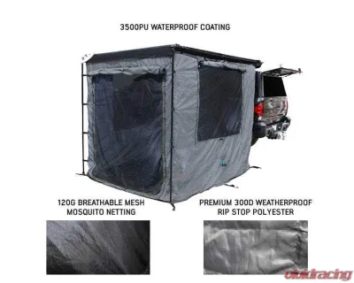 Overland Vehicle System Grey Body | Green Trim 4 Walls & Floor HD Nomadic 2.5 Awning Room Enclosure - 18089921