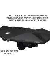 Overland Vehicle System  XD Nomadic 270 Awning with Lights & Black Out Passenger Side Grey Hex No Brackets No Hardware                                     - 18179929 - Image 2