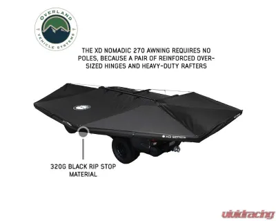 Overland Vehicle System XD Nomadic 270 Awning W/Lights & Black Out Passenger Side - No Brackets - 18179919