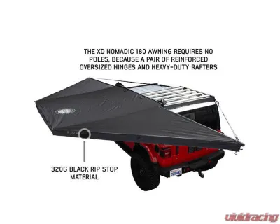 Overland Vehicle System XD Nomadic 180 Awning, Universal Fit, Black Body & Trim, Includes Travel Bag - 19609927