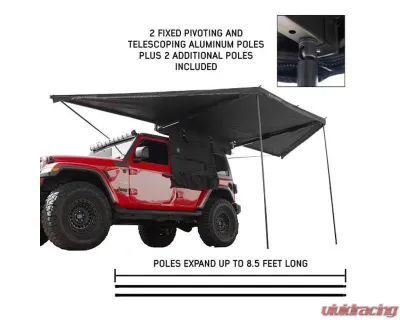 Overland Vehicle System XD Nomadic 180 Awning, Universal Fit, Black Body & Trim, Includes Travel Bag - 19609927