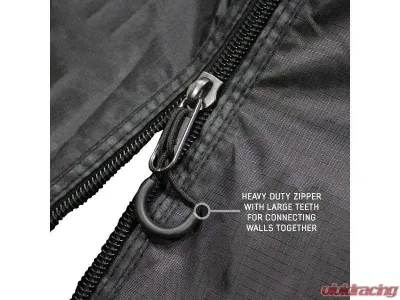 Overland Vehicle System XD Nomadic 270 Awning Wall 1 w/ Black Out, Driver Side Grey Hex Black Trim w/ Storage Bag - 19690023