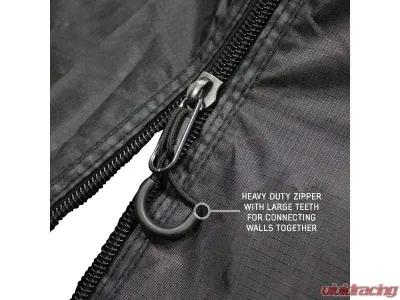 Overland Vehicle System XD Nomadic 270 Awning Wall 1 w/ Black Out, Passenger Side Grey Hex Black Trim w/ Storage Bag - 19690024