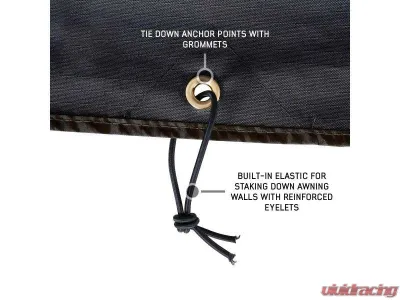 Overland Vehicle System XD Nomadic 270 Awning, Lights, Black Out, Wall Kit Driver Side Grey Hex Black Trim & Black Travel Cover - 19690029