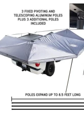 Overland Vehicle System Driver Side XD Nomadic 270 Awning with Lights, Black Out Grey Hex, Black Trim                                     - 19690021 - Image 4
