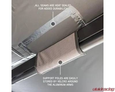 Overland Vehicle System Driver Side XD Nomadic 270 Awning with Lights, Black Out Grey Hex, Black Trim - 19690021