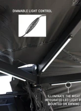 Overland Vehicle System Driver Side XD Nomadic 270 Awning with Lights, Black Out Grey Hex, Black Trim                                     - 19690021 - Image 10