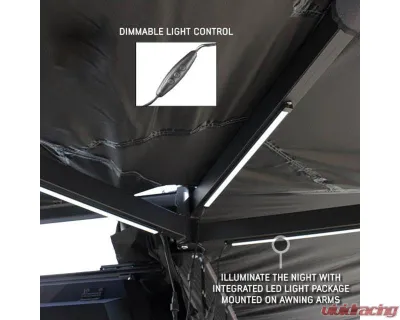 Overland Vehicle System Driver Side XD Nomadic 270 Awning with Lights, Black Out Grey Hex, Black Trim - 19690021
