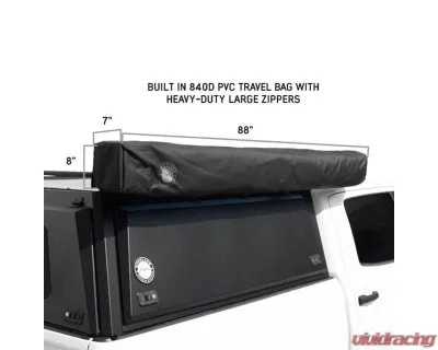 Overland Vehicle System Driver Side XD Nomadic 270 Awning with Lights, Black Out Grey Hex, Black Trim - 19690021