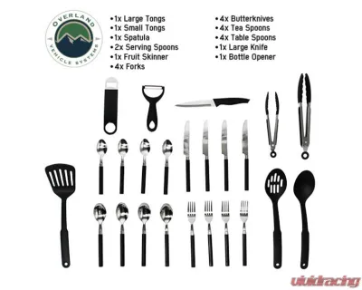 Overland Vehicle Systems 24 Piece Cooking and Utensil Kit with Hanging Carrying Case - 21010505