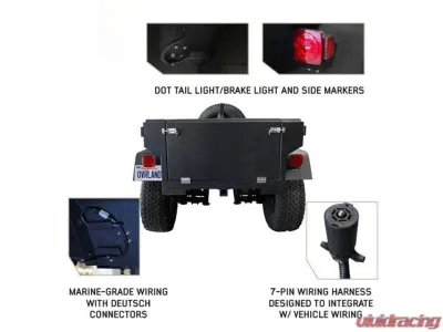 Overland Vehicle System Off Road Trailer Military Style w/ Full Articulating Suspension 6x5.5 Bolt Pattern w/ Tires, Wheels and Brake Controller - 70100030