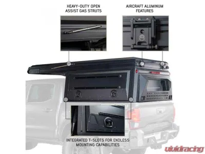 Overland Vehicle System MagPak Camper w/ Tent, Lights, Rear Molle Panel Side Tie Downs Front & Rear Windows Toyota Tacoma 2024-2025 - 70100125