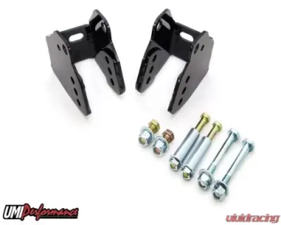 UMI Performance Rear Lower Control Arm Relocation Brackets Bolt In Black GM G-Body 1970-1981 - 3018-B