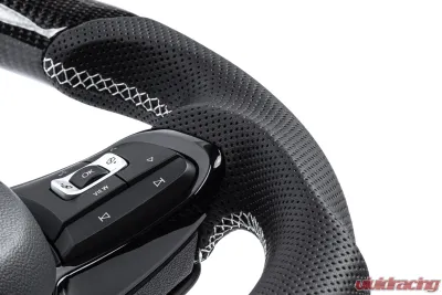 APR Steering Wheel Carbon Fiber Leather Silver Paddles for Volkswagen MK7 Golf R 2015-2020 - MS100202