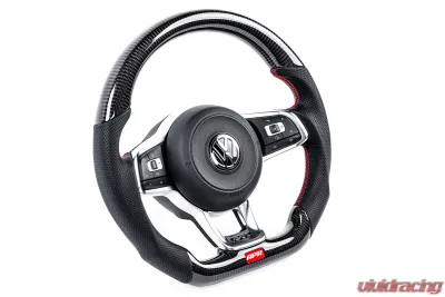 APR Carbon Fiber and Leather Steering Wheel Red No Paddles for Volkswagen MK7 GTI GLI 2014-2019 - MS100205
