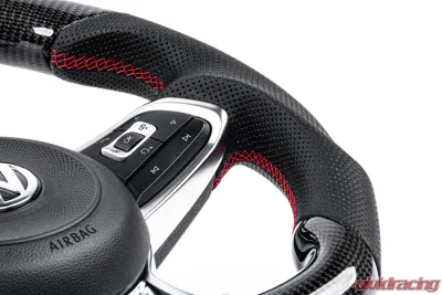 APR Carbon Fiber and Leather Steering Wheel Red No Paddles for Volkswagen MK7 GTI GLI 2014-2019 - MS100205