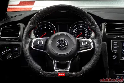 APR Carbon Fiber and Leather Steering Wheel Red No Paddles for Volkswagen MK7 GTI GLI 2014-2019 - MS100205