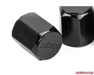 APR Valve Stem Caps Set of 4, Black Aluminum with Engraved Logo for Audi & Volkswagen - MS100197