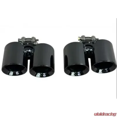 Racing Dynamics Dual Tailpipe Tips Delux Black Chrome Porsche 997 2006-2012 - 997 08 00 372B