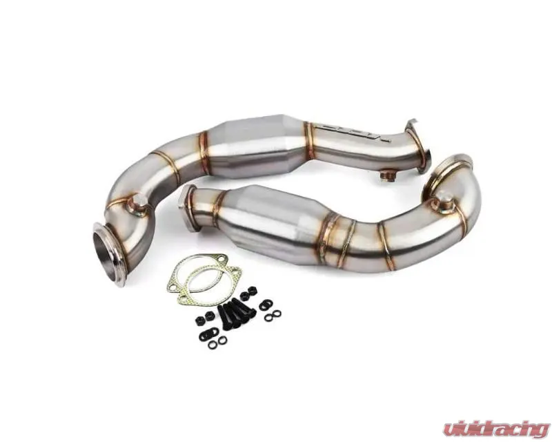 VRSF 3" Brushed Finish Cast Stainless Steel High Flow Catted Downpipe